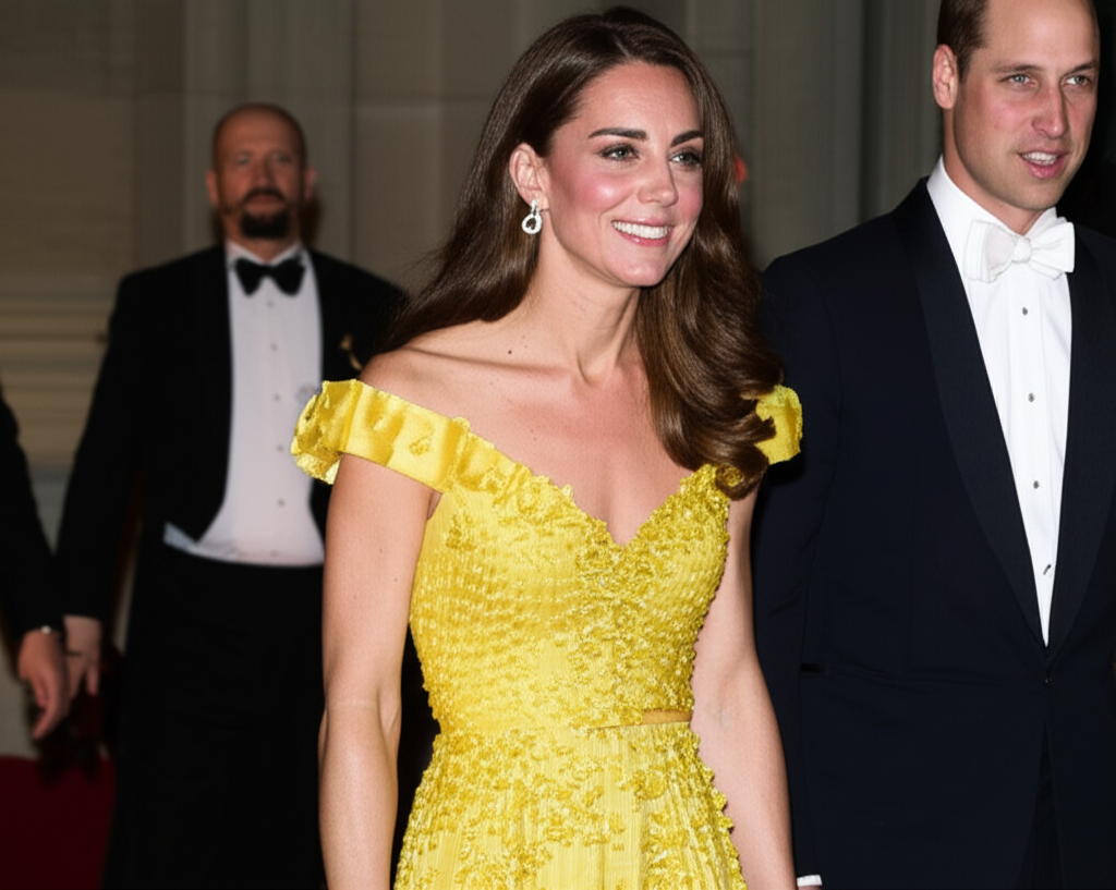 Kate Middleton's Gold Gown Sparks Speculation of Diplomatic Tactic With Trump